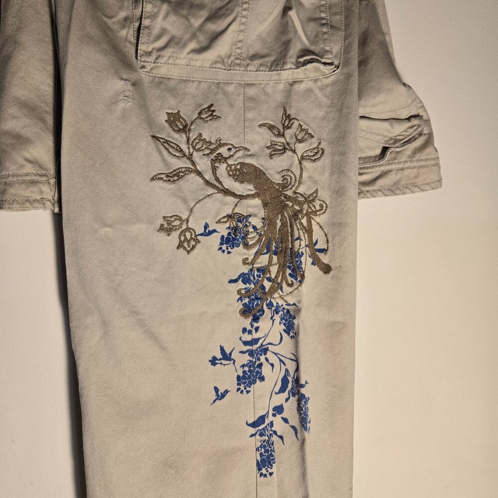 Old Navy Khaki Pants with Embroidery on the Legs